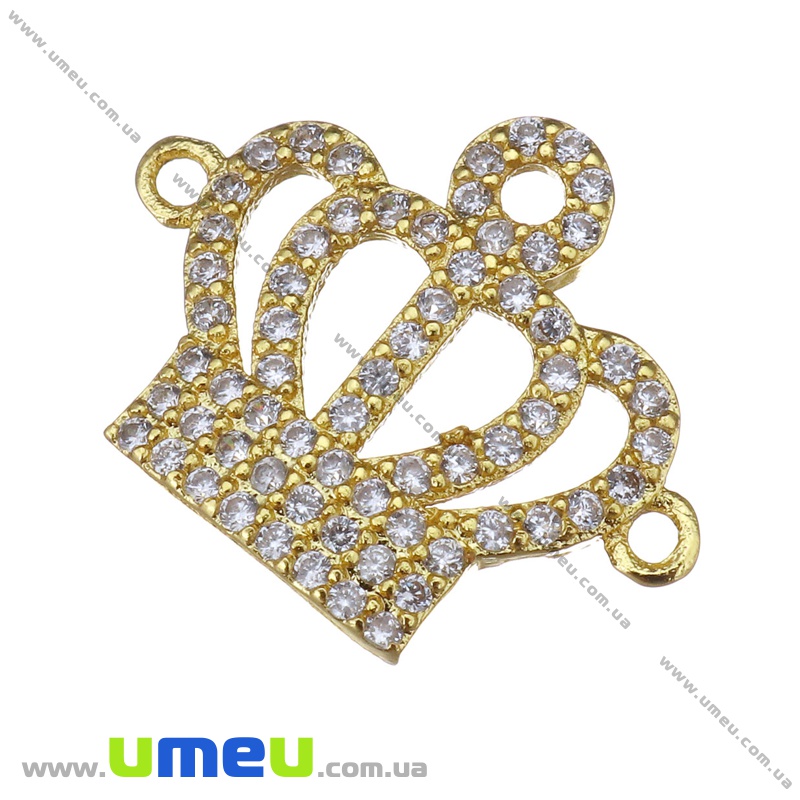 Коннектор металлический с фианитами Корона, 19х15 мм, Черный (KON-036744)