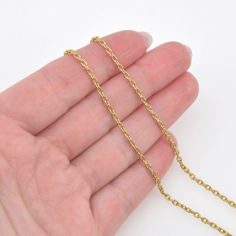 Ланцюг з нержавіючої сталі, 2 мм, Золото (ZEP-058391)