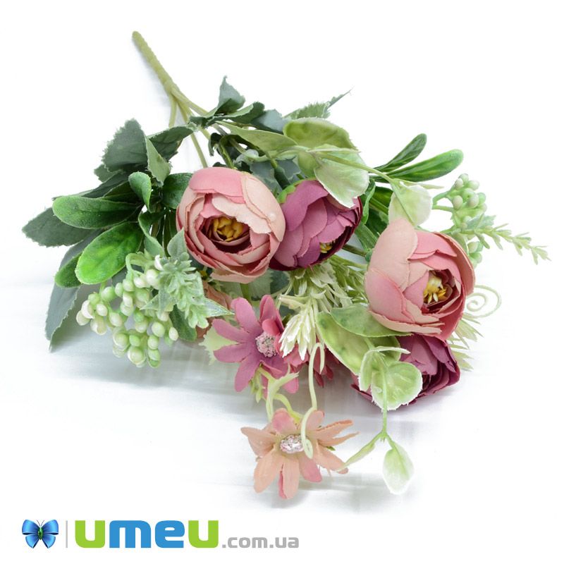 Букет півонії з ромашками, 34 см, Пудровий (DIF-045794)