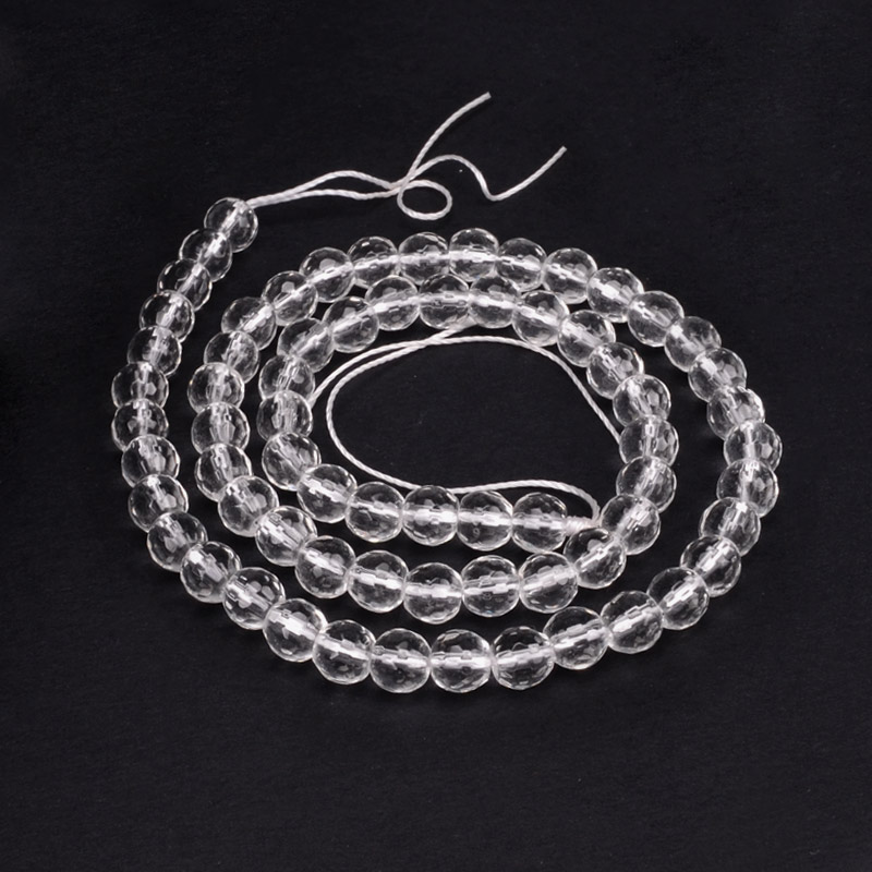Намистини Кварц прозорий, Натур. камінь, 6 мм, Круглі грановані (BUS-051723)