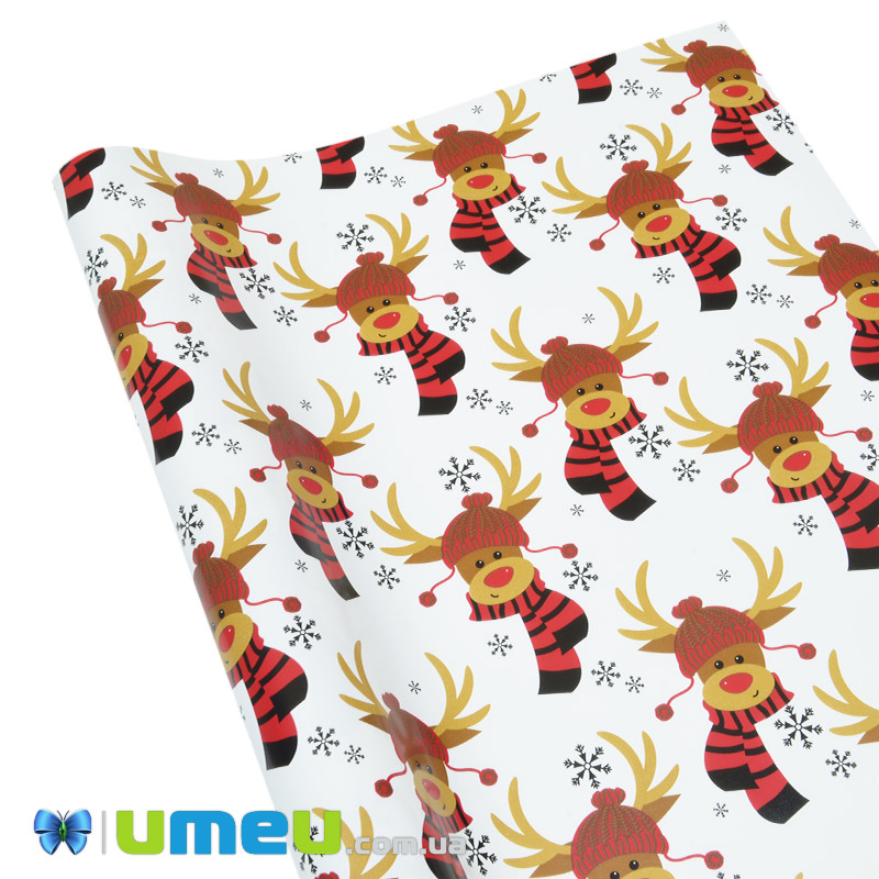 Пакувальний папір Новорічний, Білий, 70х100 см (UPK-043256)