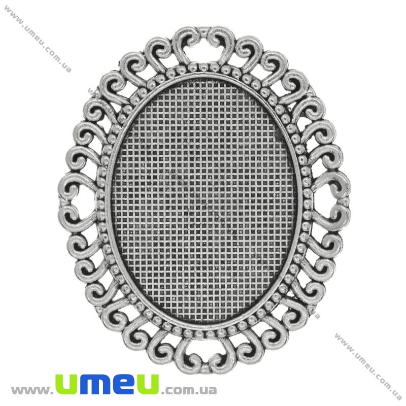 Основа овальна, 57х48 мм, 40х30 мм, Античне срібло (OSN-037161)