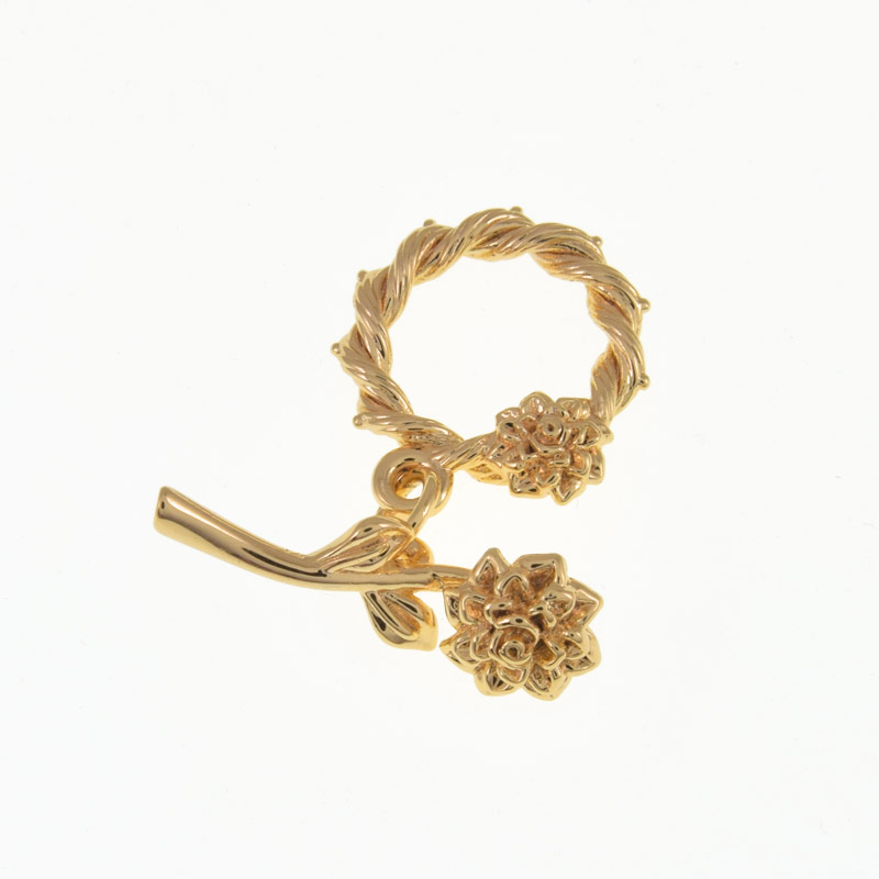 Тогл Квітка, 22х18 мм, Латунь з покриттям 18 kt (ZAM-060813)