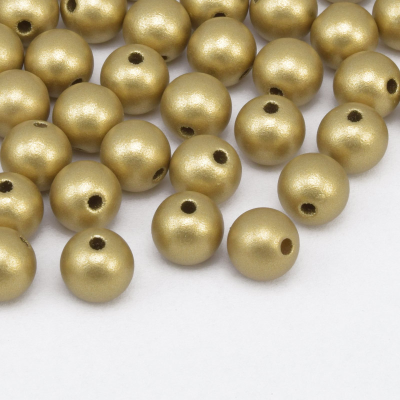Намистини для сумок ОПТ, Пластикові, Круглі, 8 мм, Золотисті матові (BUS-059719)