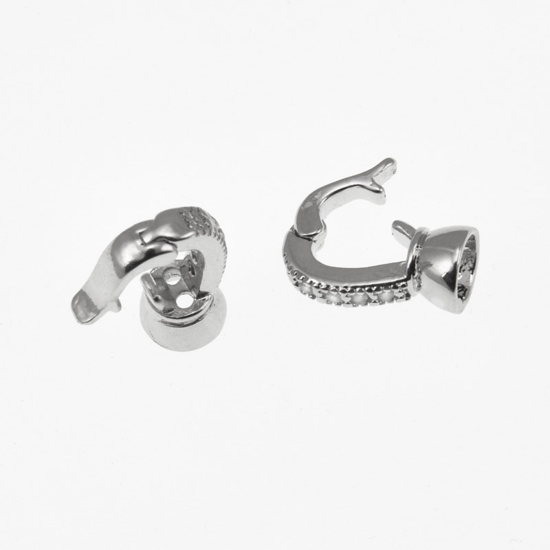 Застібка, 20х7 мм, Латунь з покриттям Родій, Куб. цирконій (ZAM-060846)