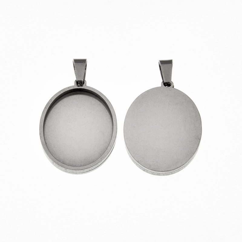 Основа овальна з нерж. сталі, 30х20 мм, 25х18 мм, Темне срібло (STL-059494)