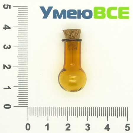 Скляна баночка Куля, Коричнева, 14х25 мм (DIF-006686)