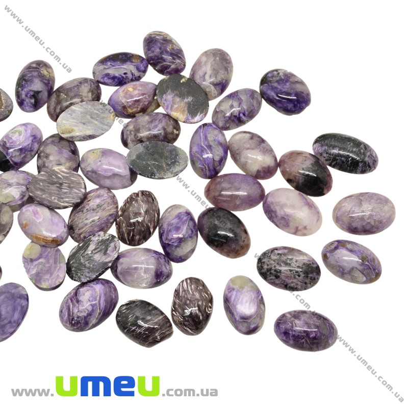 Кабошон нат. камінь Чароїт, Овал, 14х10 мм (KAB-028873)