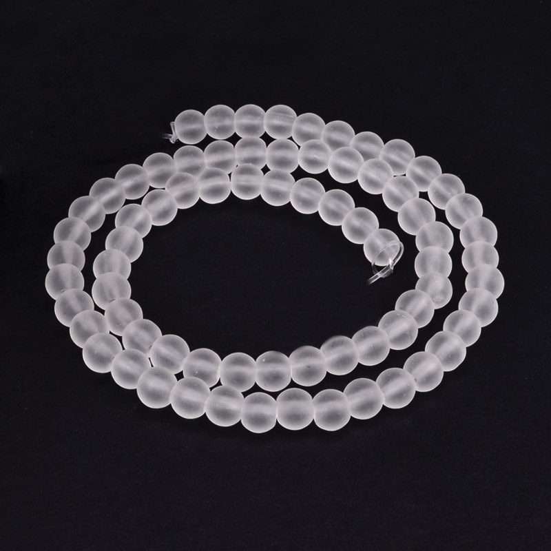 Намистини Кварц прозорий матовий, Натур. камінь, 6 мм, Круглі (BUS-051719)
