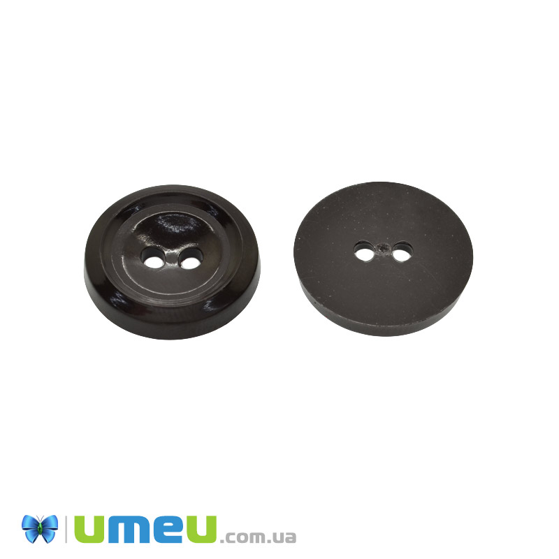 Гудзик пластиковий Круглий, 17,5 мм, Коричневий темний (PUG-047921)