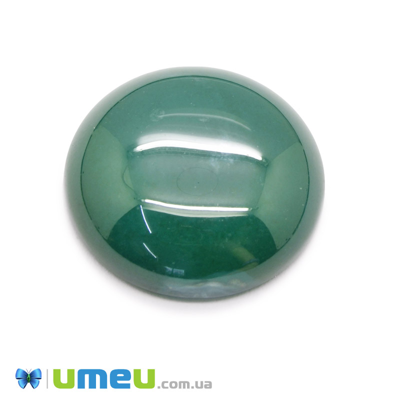 Кабошон нат. камінь Агат зелений, Круглий, 20,3 мм (KAB-049972)