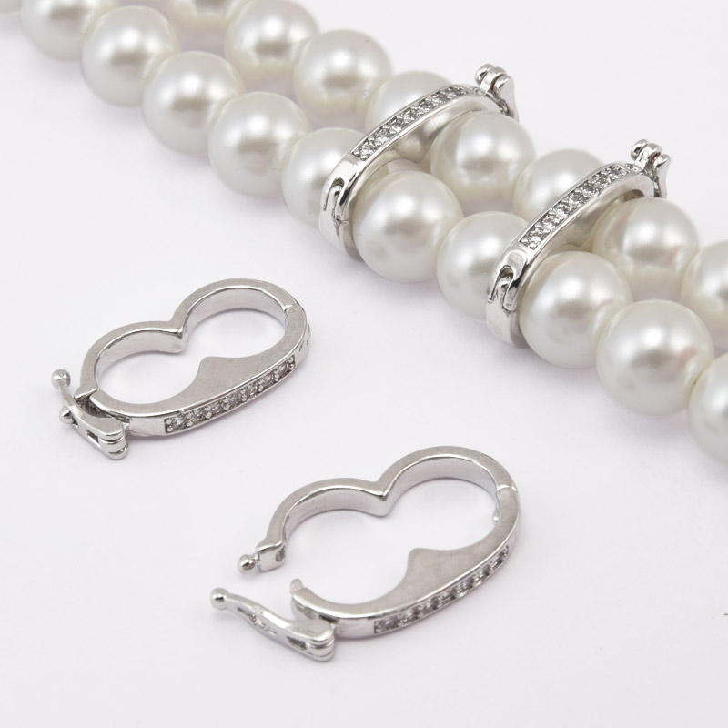 Бейл-роздільник знімний, 19х2,8х10 мм, Латунь з покриттям Родій, Куб. цирконій (OSN-058470)