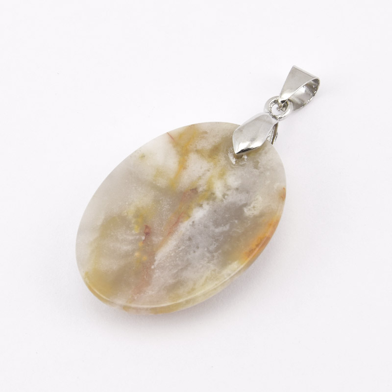 Підвіска Овал, Натур. камінь Агат мереживний, 30х22 мм (POD-058746)