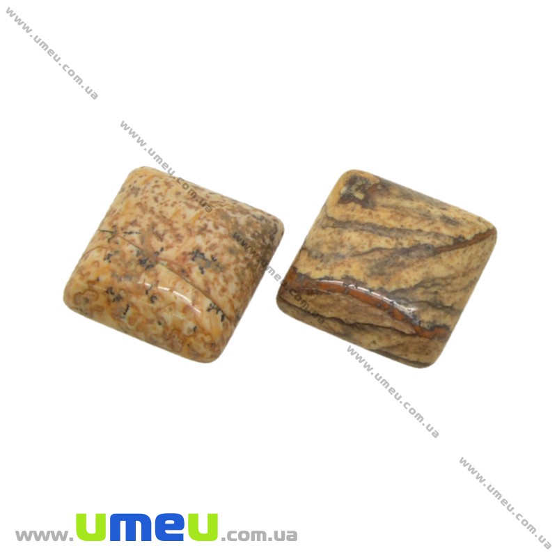 Кабошон нат. камінь Яшма пейзажна, Квадратний, 16х16 мм (KAB-033763)