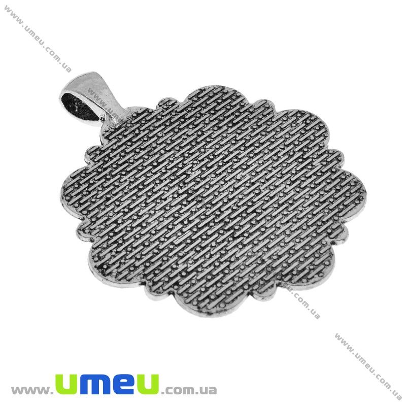 Основа кругла, 51х42 мм, 30 мм, Античне срібло (OSN-033684)