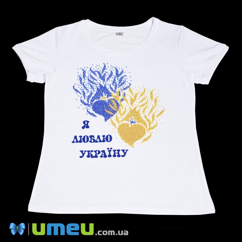 Футболка жіноча з принтом під вишивку Ф102A, Розмір L, Біла (UPK-048197)