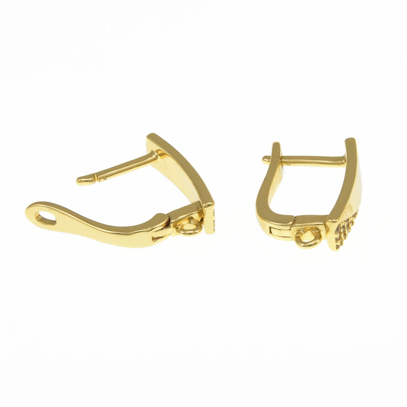 Швензи, Латунь з покриттям 18 kt, Стрази куб. цирконій, 18х11х4 мм (OSN-059037)