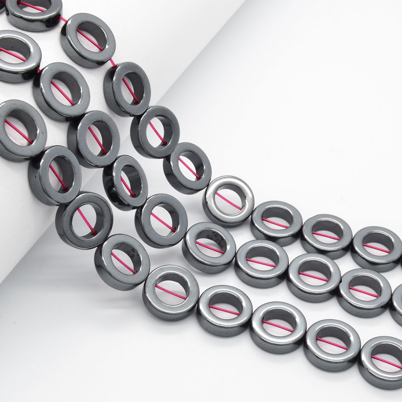 Намистини Гематит, Натур. камінь, 16х4 мм, Кільце (BUS-051773)