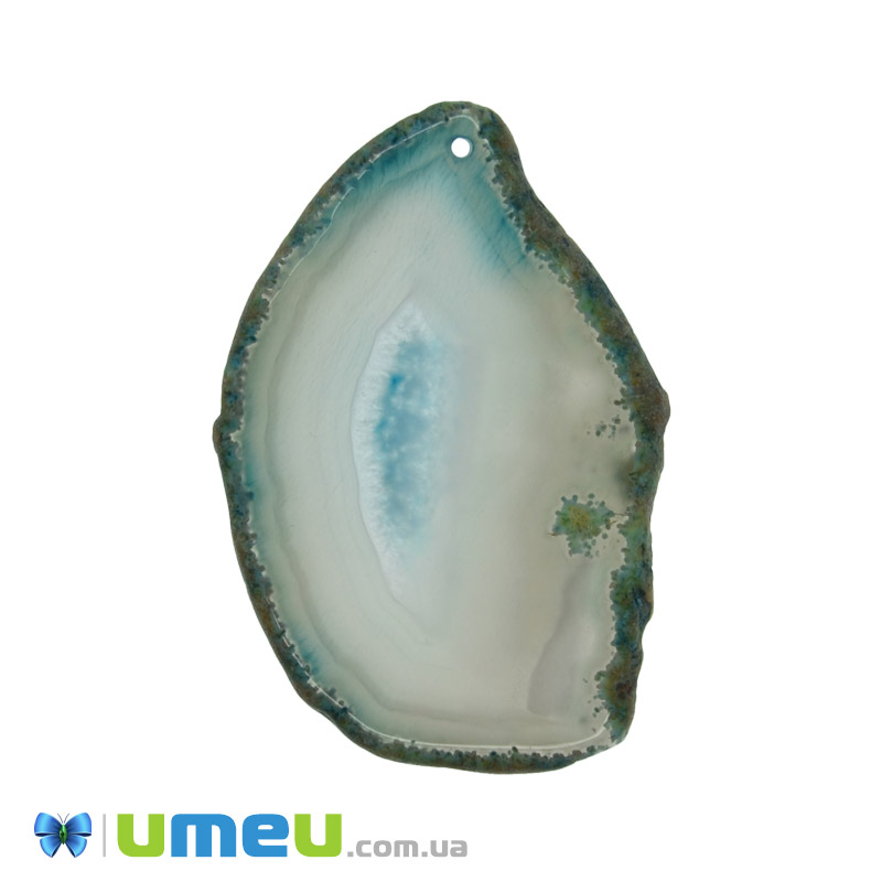 Зріз Агата, Сіро-блакитний, 71х48 мм (POD-020144)