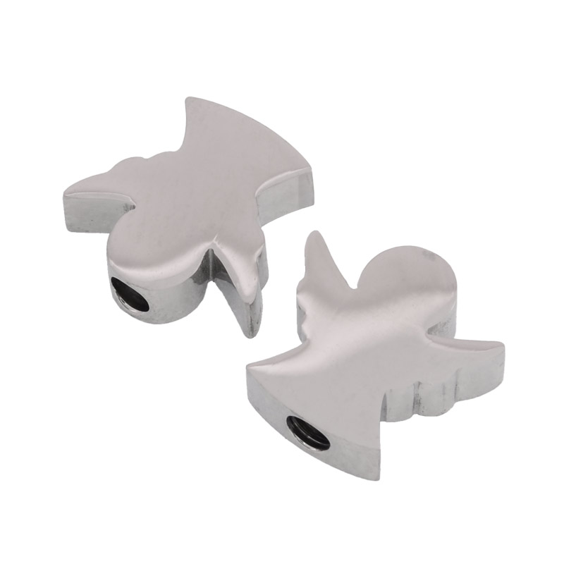 Намисто з нержавіючої сталі Ангелочок, 9,8 х9,5 мм, Темне срібло (STL-055260)