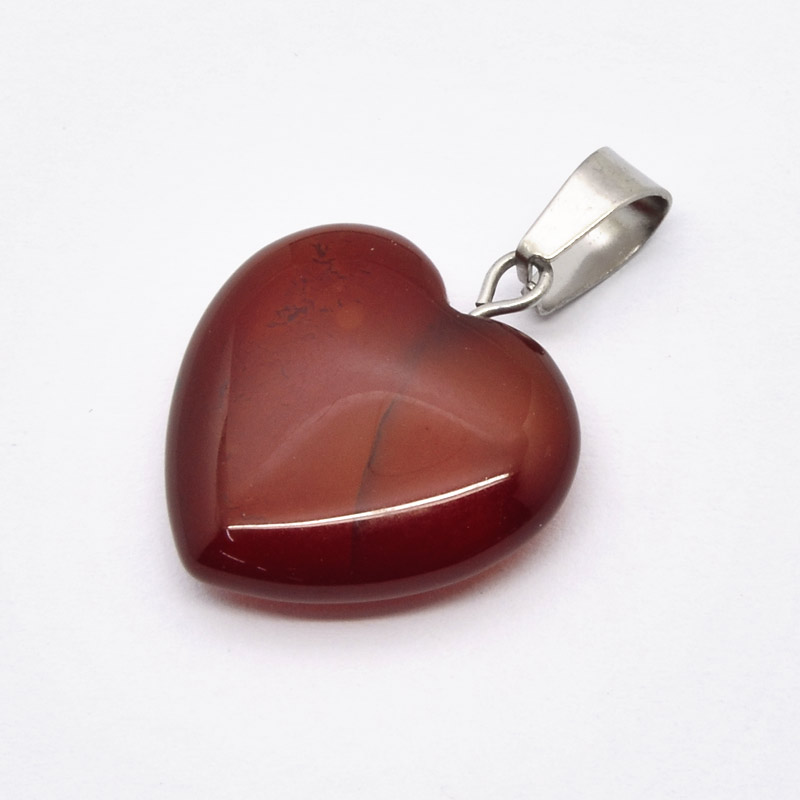 Підвіска Серце, Натур. камінь Сердолік, 20х20 мм (POD-054358)