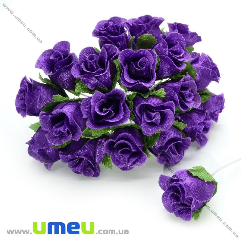 Роза тканевая, 15 мм, Фиолетовая, 1 шт (DIF-014675)