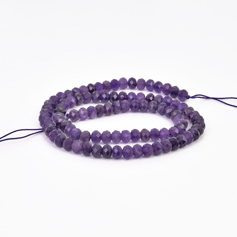 Намистини Аметист, Натур. камінь, 6х4 мм, Ронделі (BUS-058173)