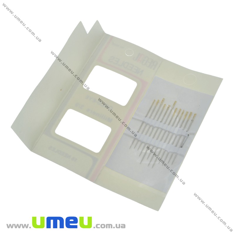 Набір голок-легковдягачей з золотим вушком №3 / 9, 16 шт мікс (SEW-033861)