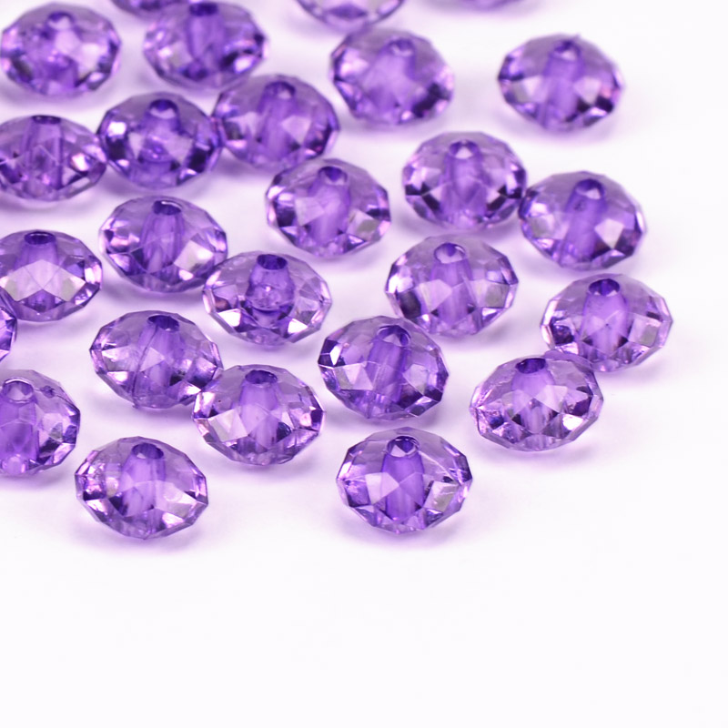 Намистини для сумок, Акрилові, Ронделі, 8 мм, Фіолетові (BUS-056148)