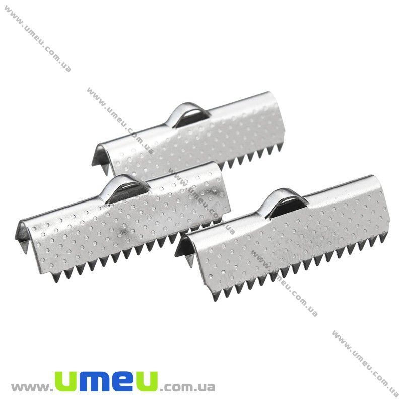 Затиск для стрічок з нержавіючої сталі, 25х10 мм, Темне срібло (STL-028368)