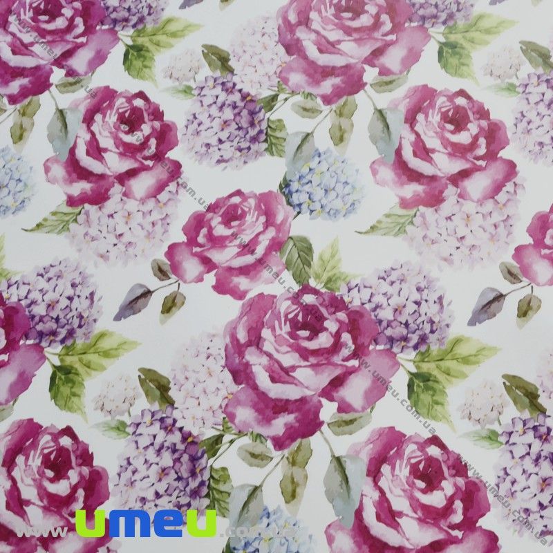 Пакувальний папір Квіти, Білий, 70х100 см (UPK-027153)