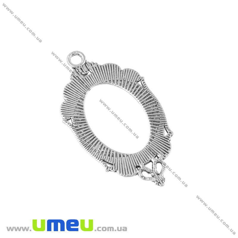 Основа рамка овальная, 42х24 мм, 25х18 мм, Античное серебро (OSN-020028)