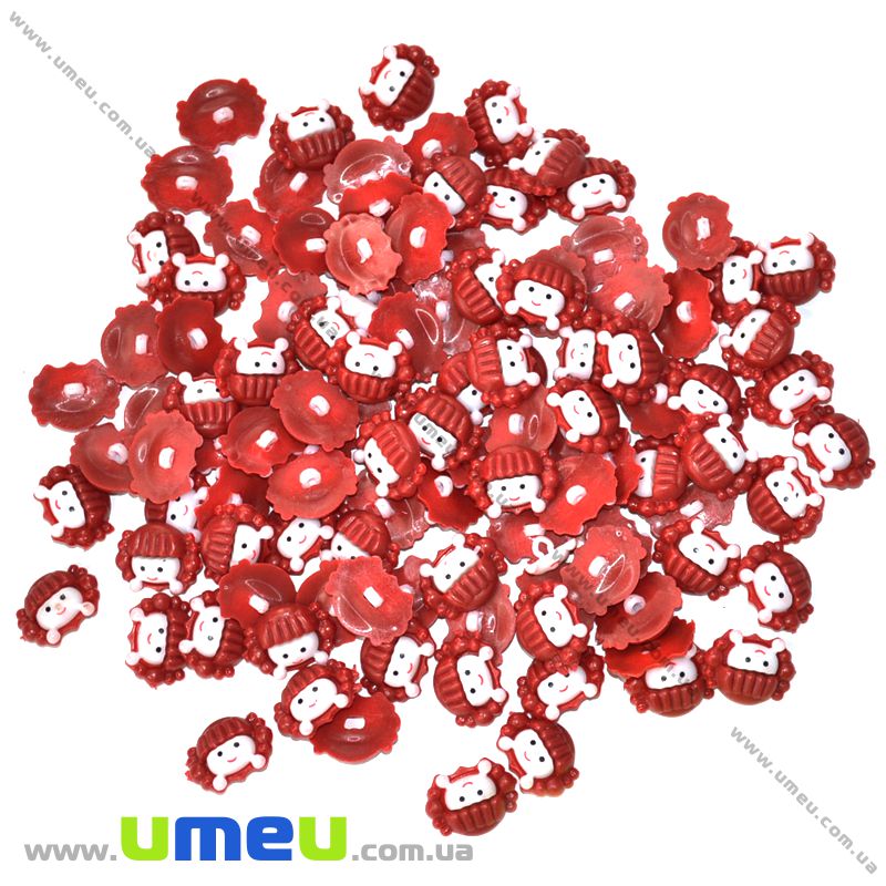 Гудзик пластиковий на ніжці Дівчинка, 22х17х8 мм, Червоний (PUG-008962)