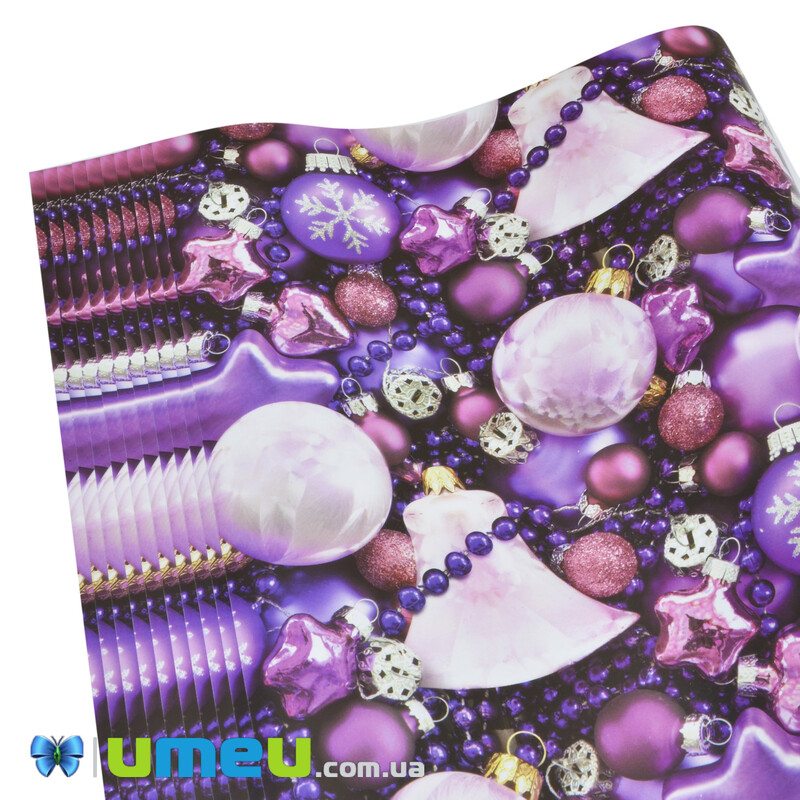 Пакувальний папір Новорічний, Бузковий, 68х100 см (UPK-043053)