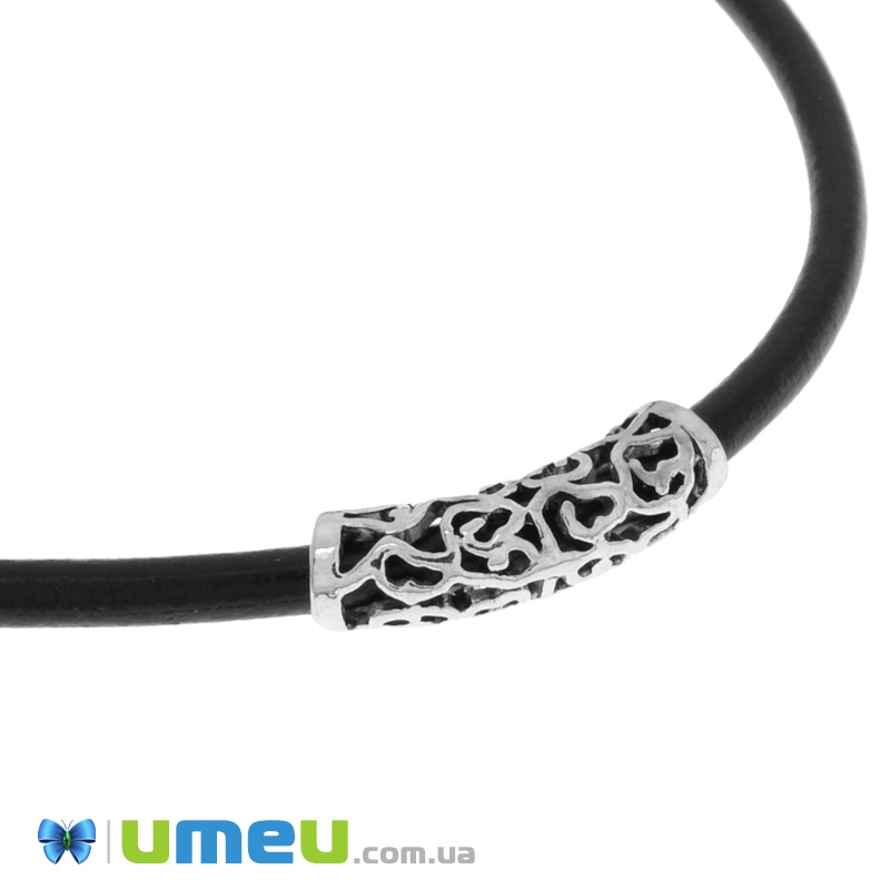 Намистина мет. Трубочка, 26х7 мм, Античне срібло (BUS-039062)