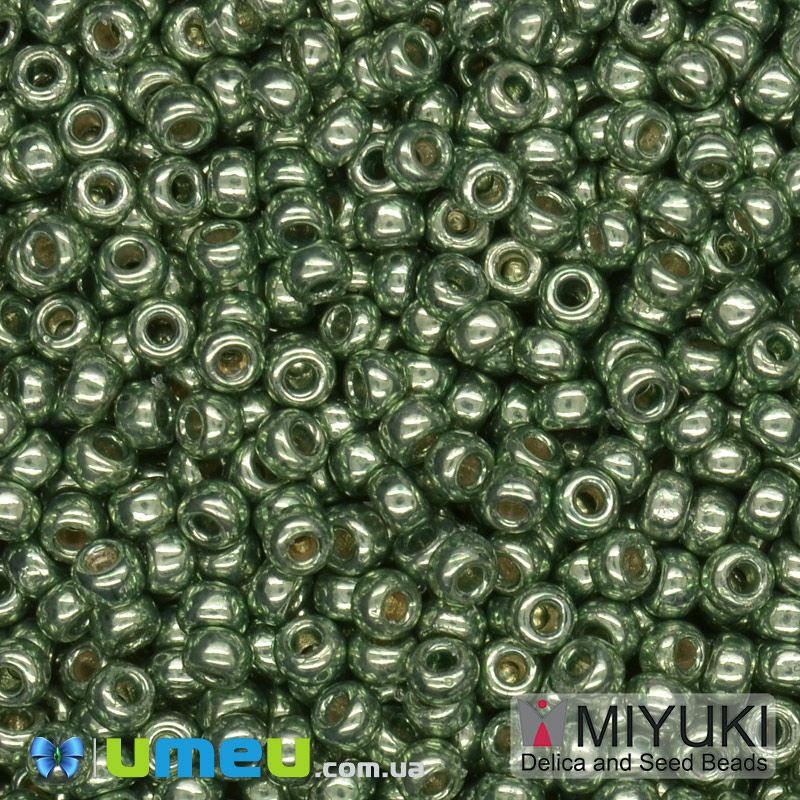 Бісер японський Miyuki круглий RR 11/0 №4215 Duracoat Galvanized, Зелений (BIS-045706)