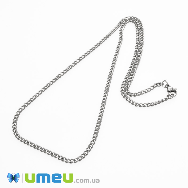 Основа на шею из нерж. ст., Темное серебро, 3 мм, 50 см (STL-044625)