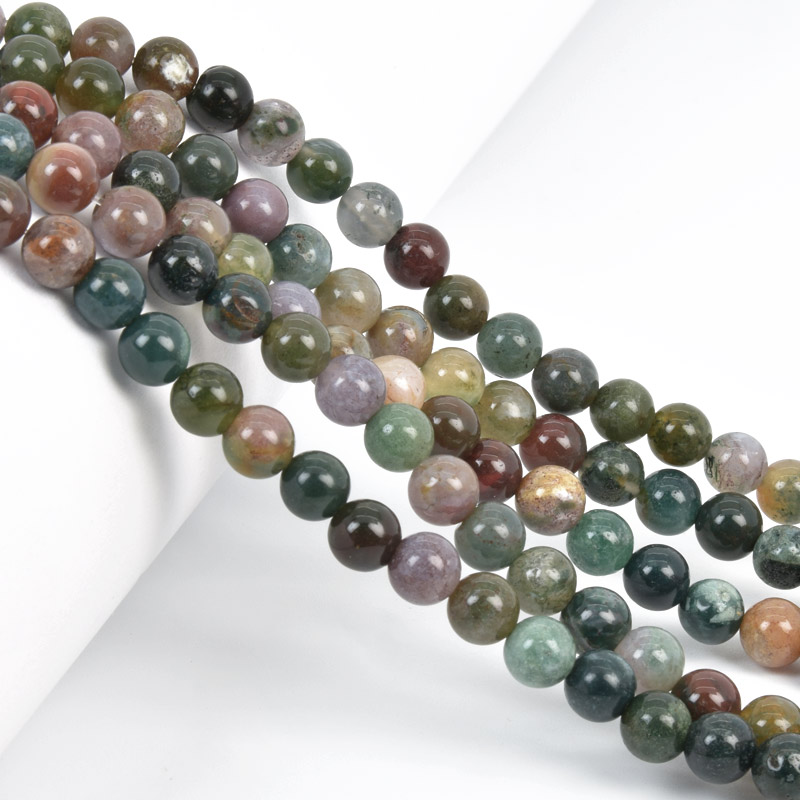 Намистини Агат індійський, Натур. камінь, 6 мм, 38 см, Круглі (BUS-058076)