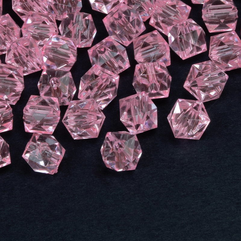 Намистини для сумок ОПТ Акрилові, Куб гранований, 8х7,5 мм, Рожеві (BUS-059926)