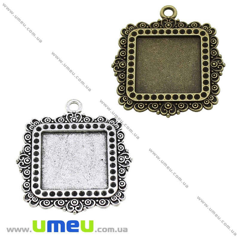 Основа квадратна, 40х35 мм, 20х20 мм, Антична бронза (OSN-028246)