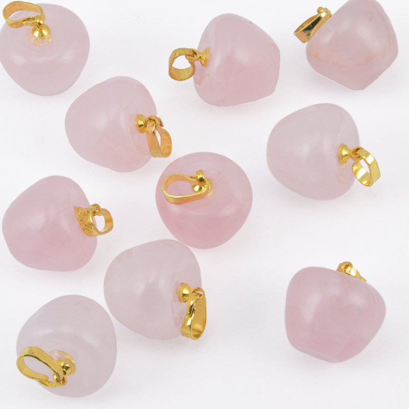 Підвіска Яблуко, Натур. камінь Кварц рожевий, 14,5х14 мм (POD-058579)