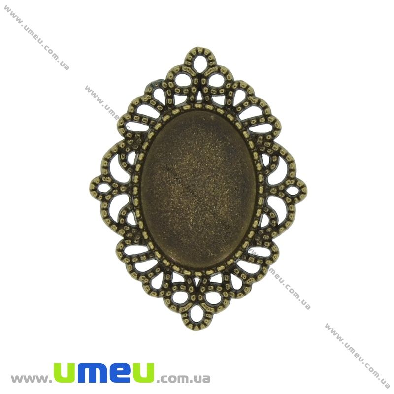 Основа овальна, 33х25 мм, 18х13 мм, Антична бронза (OSN-037165)