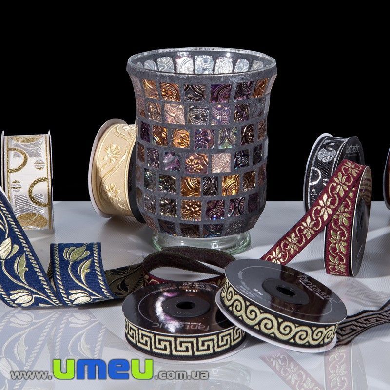 Тесьма Fantastic цветы, 35 мм, Синяя (LEN-010904)