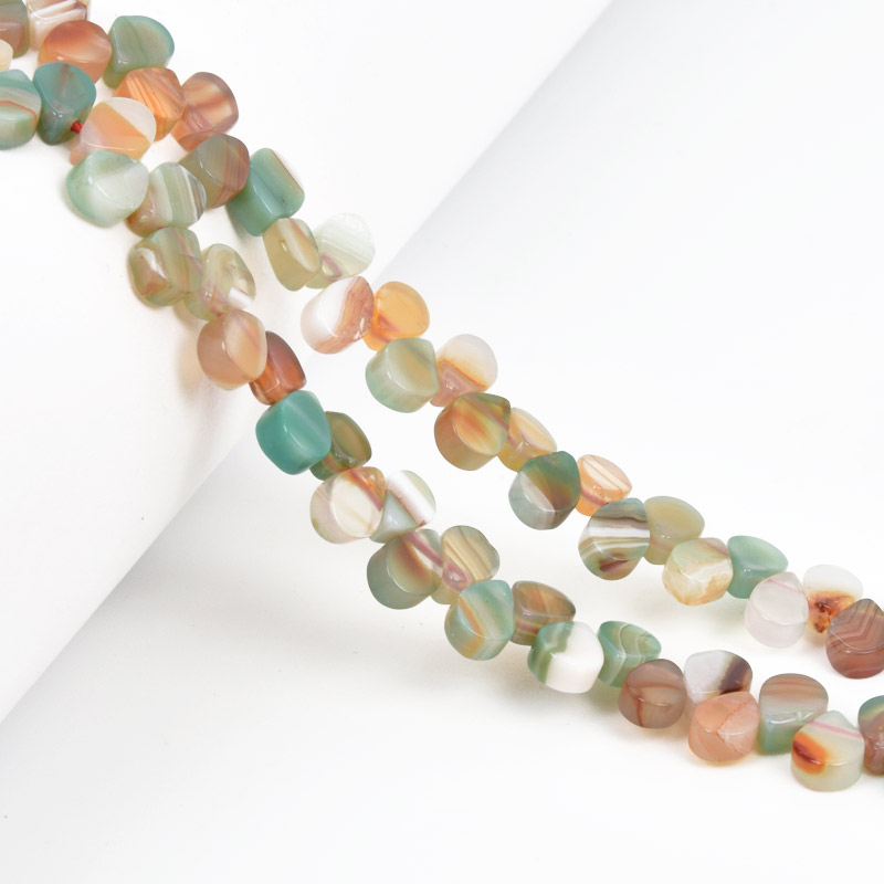 Намистини Агат коричнево-зелений, Натур. камінь, 8х5 мм, Крапля, 19 см (BUS-058179)