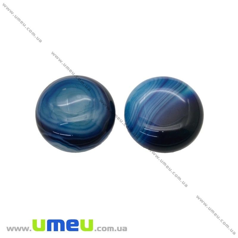 Кабошон нат. камінь Агат синій, Круглий, 20 мм (KAB-020313)
