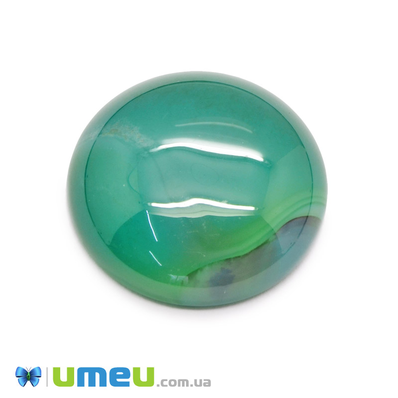 Кабошон нат. камінь Агат зелений, Круглий, 20,4 мм (KAB-049978)