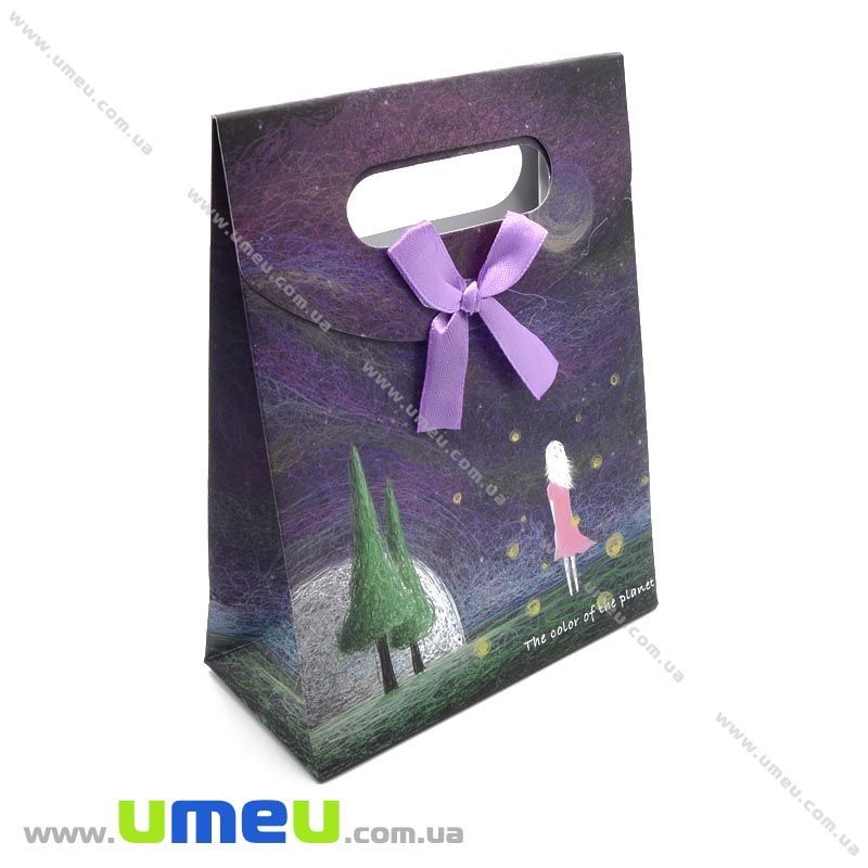 Подарочный пакет на липучке, Фиолетовый, 16х12х6 см, 1 шт (UPK-014780)