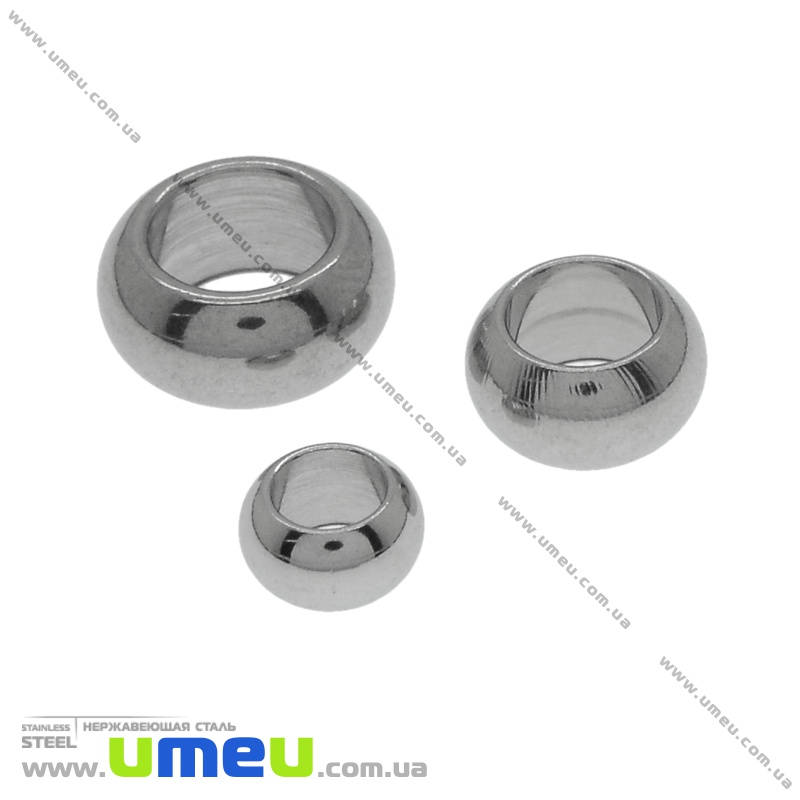 Намистина з нержавіючої сталі Рондель, 10х5 мм, Темне срібло (STL-036516)