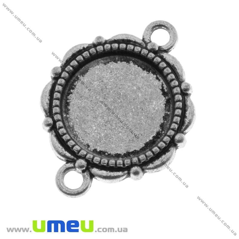 Основа-коннектор кругла, 26х20 мм, 14 мм, Античне срібло (OSN-016875)