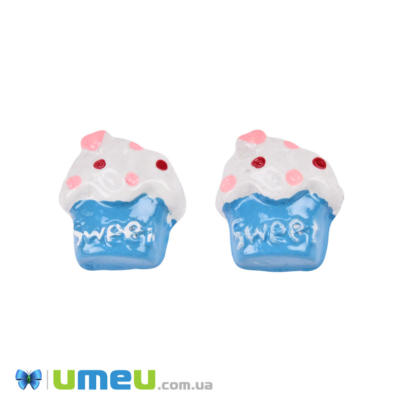 Кабошон із полімерної глини, Тістечко, 15х14 мм, Блакитний (DIF-050814)